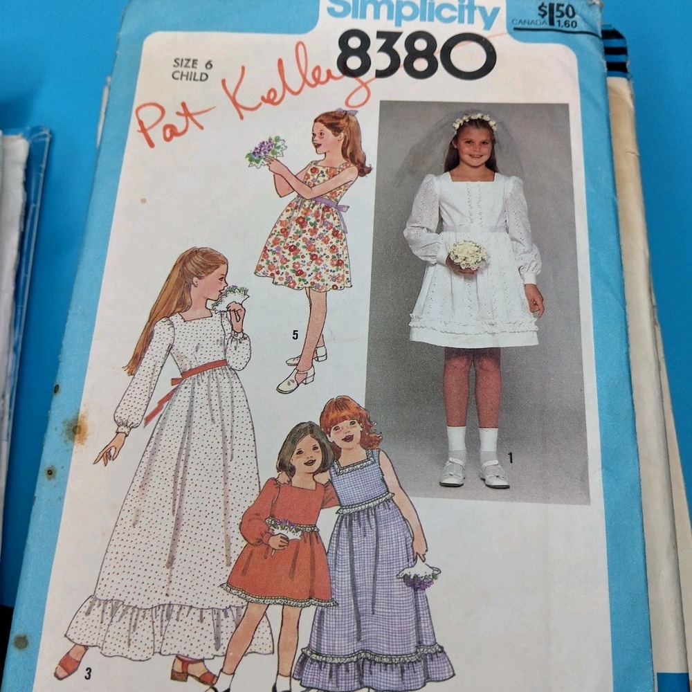 Vintage Girls Sewing Pattern Lot Simplicity McCalls Dresses Jumpers Crafts Size - Picture 7 of 11